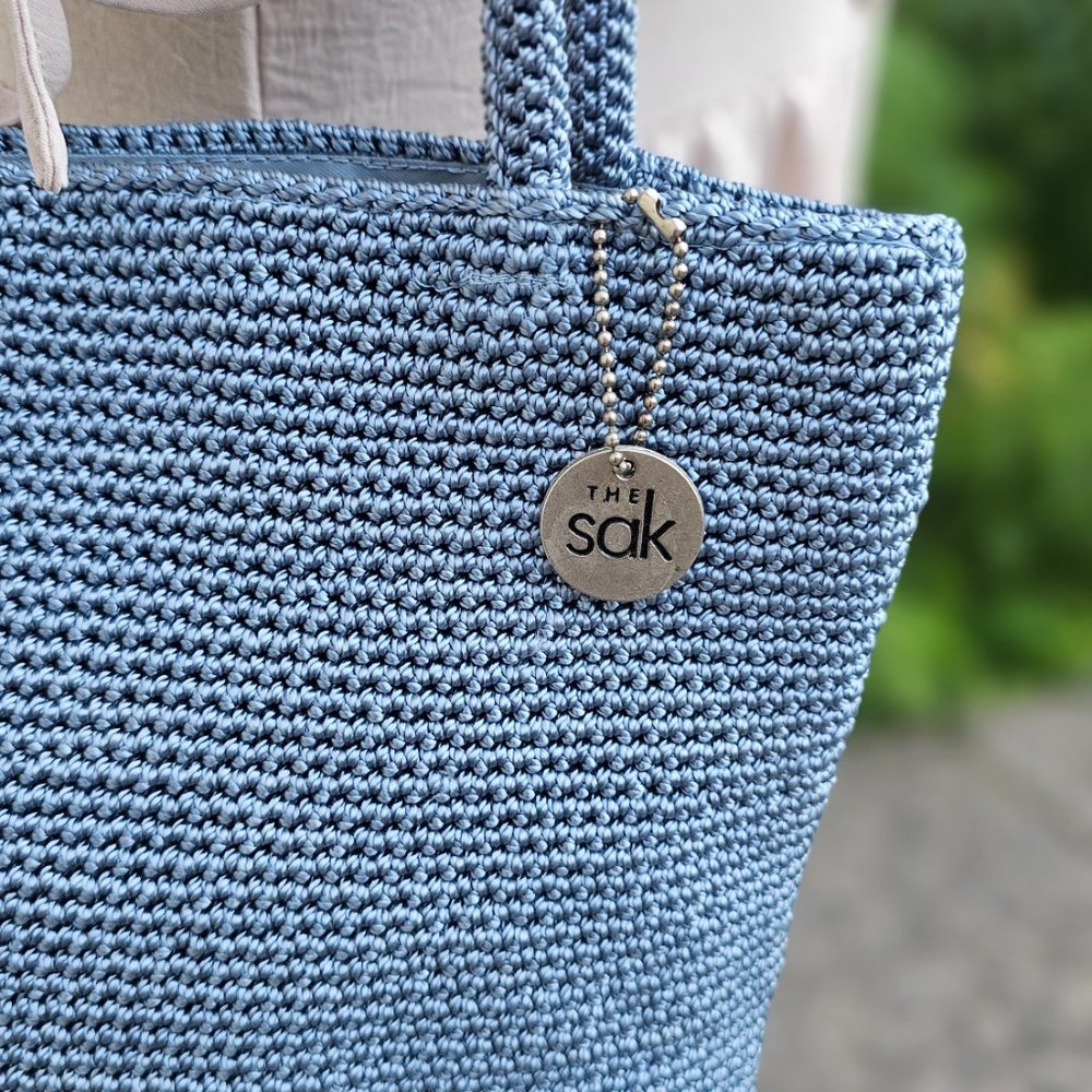 The Sak Crochet Hobo Shoulder Bag, Dusty Blue, Excellent condition - Picture 2 of 6